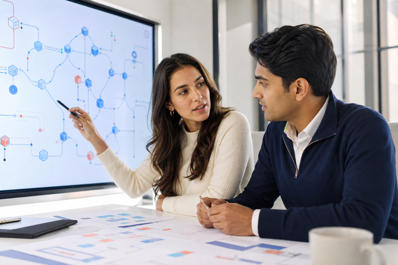 Young professionals reviewing transaction intelligence